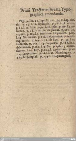 Primi Tractatus Errata Typographica emendanda.