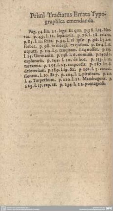 Primi Tractatus Errata Typographica emendanda.