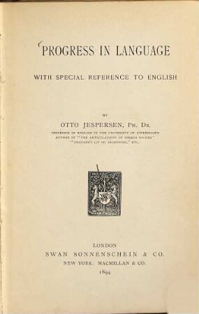 Progress in language : with special reference to English