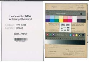 Entnazifizierung Arthur Sper , geb. 18.07.1902 (Schmied)