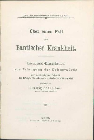 Über einen Fall von Bantischer Krankheit