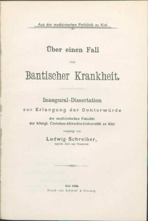 Über einen Fall von Bantischer Krankheit