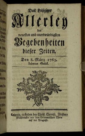 Den 8. März 1763. Zehntes Stück.
