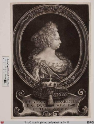 Bildnis Johanna Elisabeth, Herzogin von Württemberg, geb. Markgräfin von Baden-Durlach