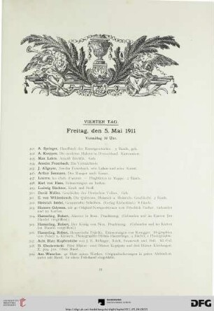Vierter Tag: Freitag, den 5. Mai 1911 (Nr. 491-703)