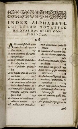 Index Alphabeticus Rerum Notabilium Quæ Hoc Opere Continentur.