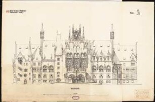 Provinzial-Ständehaus Schinkelwettbewerb 1897: Fassade von O. Ansicht 1:150