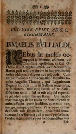 Clarissimorum virorum ad Georg Casp. Kirchmaierum ... Epistolae