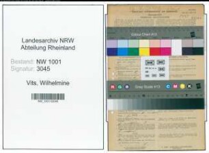 Entnazifizierung Wilhelmine Vits, geb. 08.03.1897 (Diakonisse)