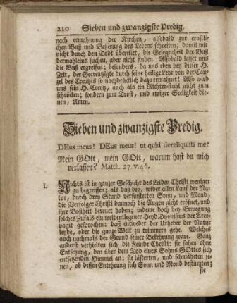 Sieben und zwanzigste Predig. - Acht und zwanzigste Predig.