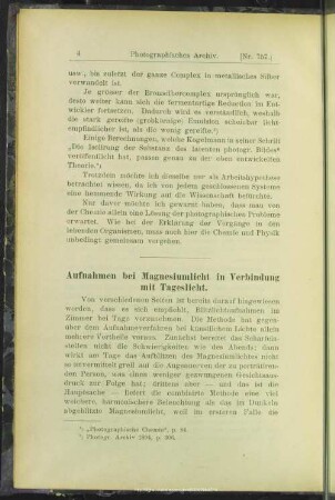 Aufnahmen bei Magnesiumlicht in Verbindung mit Tageslicht