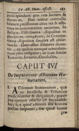 Caput IV. De Imputatione Actionum Humanarum.