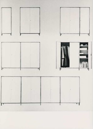 Möbel-Baukasten-System "M 125" verschiedene Schrankkombinationen von Hans Gugelot