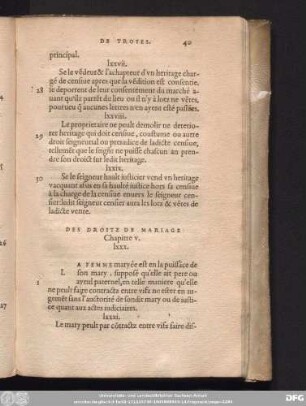 Des Droitz De Mariage Chapitre v.
