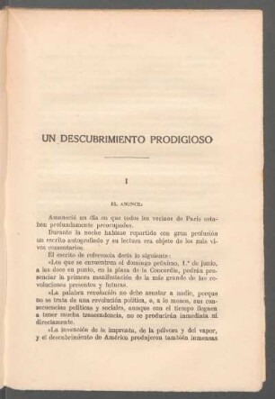 I - El anuncio