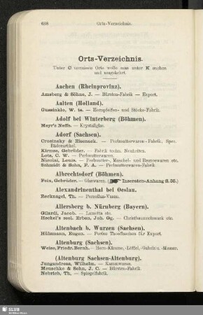 Orts-Verzeichnis