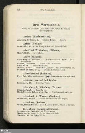 Orts-Verzeichnis