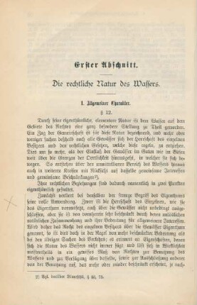 Erster Abschnitt. Die rechtliche Natur des Wassers