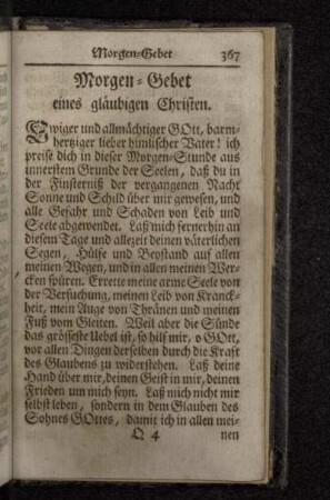 Morgen-Gebet eines gläubigen Christen.