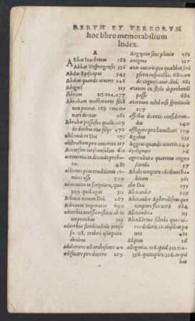 Rerum Et Verborum hoc libro memorabilium Index.