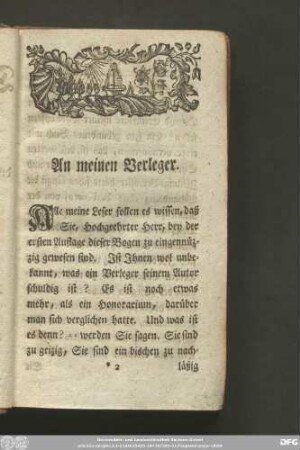 An meinen Verleger.
