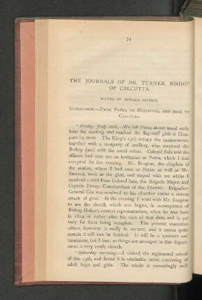 The Journals of Dr. Turner, Bishop of Calcutta.