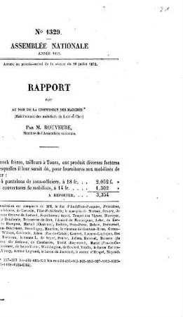 Rapport fait au nom de la Commission des Marchés (habillement des mobilisés de Loir-et-Cher)