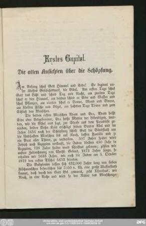 Erstes Capitel. Die alten Ansichten über die Schöpfung.