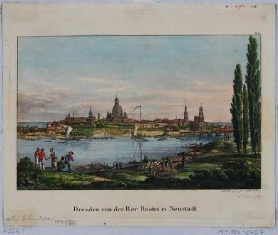 Dresden von der Bär-Bastei in Neustadt, aus Richters "30 Mahlerischen An- und Aussichten von Dresden ..."