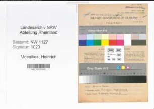 Entnazifizierung Heinrich Moenikes , geb. 18.02.1895 (Lehrer)