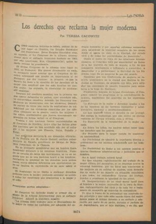 Los derechos que reclama la mujer moderna
