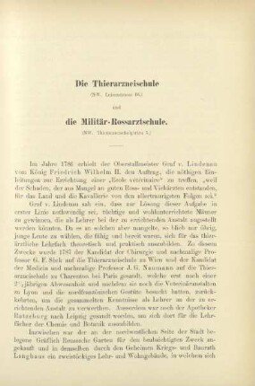 Die Thierarzneischule und die Militär-Rossarztschule