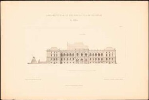 Reichstag, Berlin Erster Wettbewerb: Ansicht von Süden (aus: Sammelmappe hervorragender Konkurrenzentwürfe H. 4, 1882)