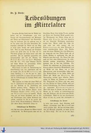 „Leibesübungen im deutschen Mittelalter“.