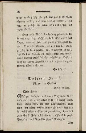 Dritter Brief. Planer an Seifert.