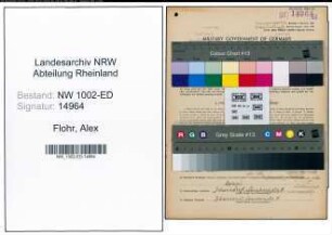 Entnazifizierung Alex Flohr, geb. 15.11.1896 (Lehrer)