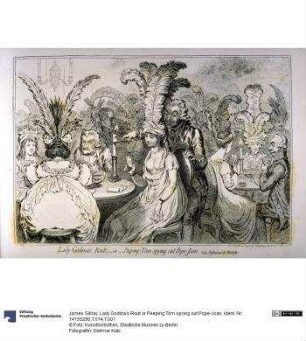 Lady Godina's Rout or Peeping Tom spying out Pope-Joan