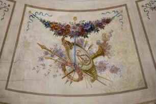 Spätklassizistische Deckenmalerei — Initialen der Familie von Schulenburg — Gelöschte Fackel und Initalien "AvS"