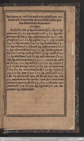 Spalmata ex cursoria authoris relectione animadversa benevolus & candidus lector pro sua discretione & candore corrigat