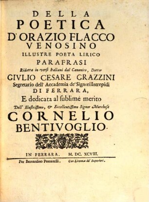 Della Poetica d'Orazio Flacco