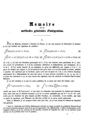 Mémoire sur les méthodes générales d'intégration.