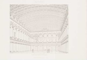 Börse, Berlin: Perspektivische Innenansicht (aus: Atlas zur Zeitschrift für Bauwesen, hrsg. v. G. Erbkam, Jg. 16, 1866)