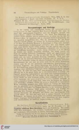 Versammlungen und Vorträge
