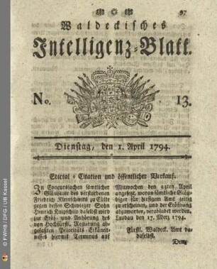 No. 13. Dienstag, den 1. April 1794
