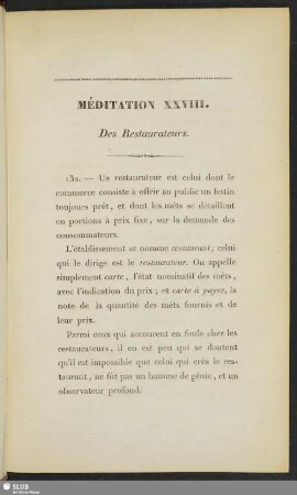 Méditation XXVIII. Des Restaurateurs