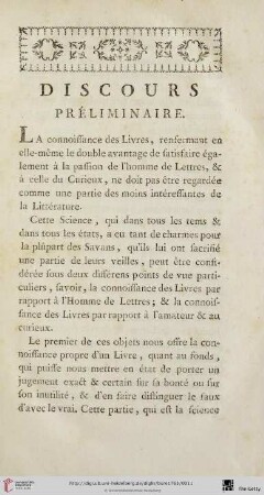 Discours préliminaire