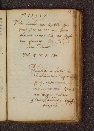 Henricus Ludwig Scheffer. – Incipit: Nec domus, nec res publicastare potest. – Genf, 22.08.1591