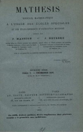 TOME V. - DÉCEMBRE 1895.