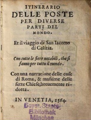Itinerario delle poste per diverse parti del mondo