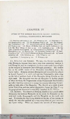 Chapter IV: Cities of the middle Maeander Valley : Mossyna, Motella, Dionysoplis, Hyrgaleis